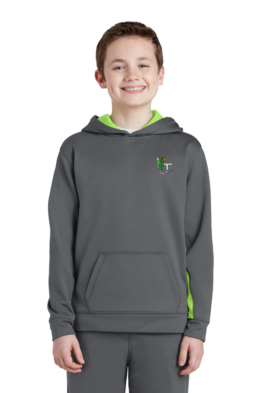 YST235 Sport-Tek® Youth Sport-Wick® Fleece Colorblock Hooded Pullover